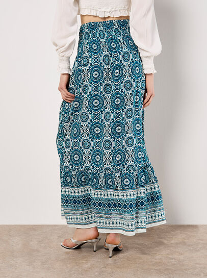 Batik Print Smocked Maxi Skirt