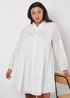 Curve Cotton Broderie Shirt Mini Dress, Cream, large