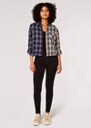 Contrast Check Boxy Shirt, Navy, large