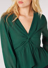 Front Twist Chiffon Top, Green, large