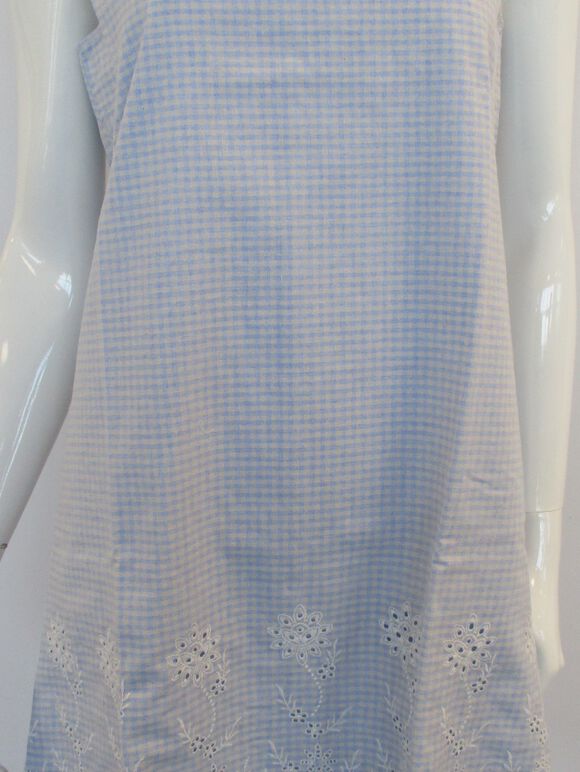 Blue Embroidered Hem Dress, Blue, large