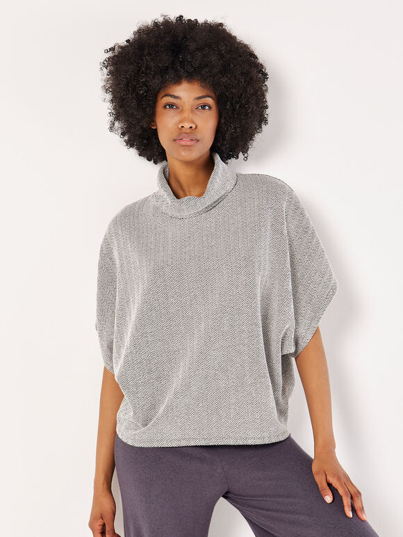Batwing Chevron Knitted Top, Black, large