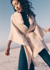 Faux Fur Collar Poncho, Stone, large
