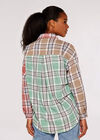 Patchwork Plaid Shirt, Mint, large
