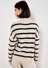 Oversized Stripe Fluffy Jumper, Stone, large