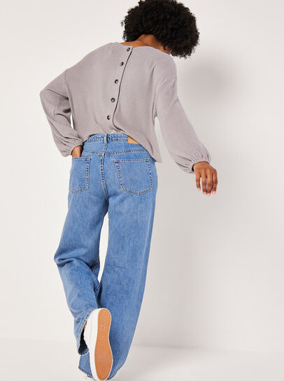 Button Back Ribbed Soft Touch Top
