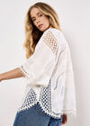 Cotton Blend Crochet Embroidered Top, White, large