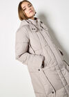Longline Padded Puffer Coat, Stone, large