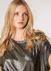 Oversized Metallic Sparkle Top, Yellow, large