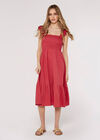 Linen Midi Dress, Pink, large