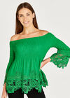 Bardot Smock Top, Green, large