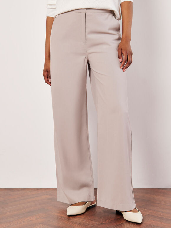 Tailored Straight-Leg Trousers, Stone, large