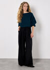 Cable Stripe Batwing Aran Jumper, Teal, large