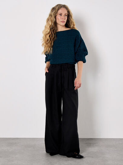 Cable Stripe Batwing Aran Jumper