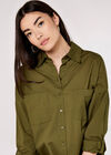 Oversized Shirt Mini  Dress, Khaki, large