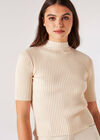 Ribbed Knit Top, White, large