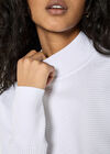 Mock Neck Ribbed Knit Jumper, White, large