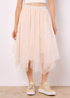 Pearl Embellished Tulle Midi Skirt, Stone, large