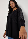 Curve Rhinestone Embellished Batwing Jumper, Black, large