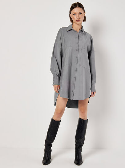 Pinstripe Oversized Shirt Mini Dress
