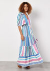Geo Stripe Tiered Maxi Dress, Cream, large