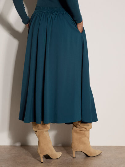 Brushed Twill A-Line Midi Skirt