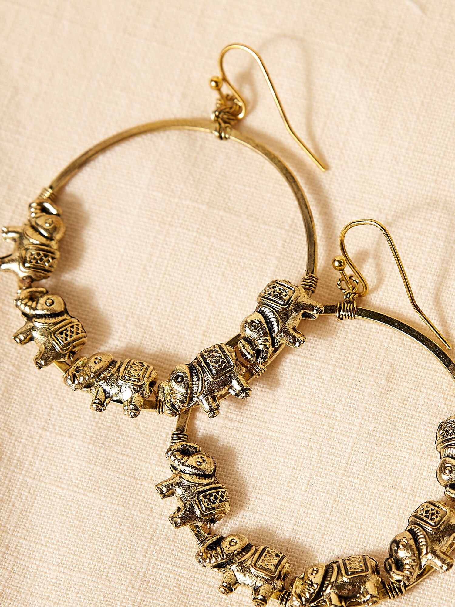 Gold Elephant Hoop Earrings Apricot Clothing