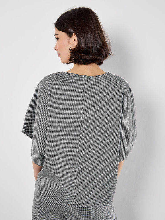 Dogtooth Batwing Cape Top, Black, large