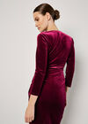 Glitter Velvet Wrap Midi Dress, Burgundy, large