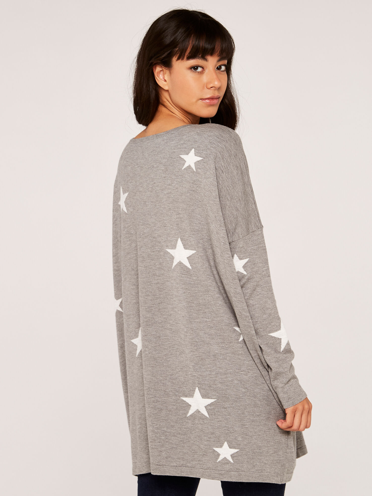 Lurex Star Oversized Jumper Apricot Clothing