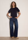 Scallop Knitted T-Shirt, Navy, large