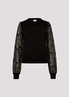 Lace Sleeve Jumper, Black, large