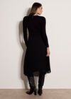 Ribbed Knit Midi Dress, Black, large