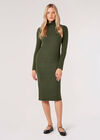 Roll Neck Knit Midi Dress, Green, large