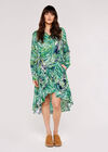 High-Low Tropical Mini Dress, Navy, large