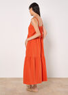 Bead Embellished Cotton Midaxi Dress, Orange, large