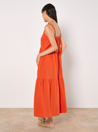 Bead Embellished Cotton Midaxi Dress