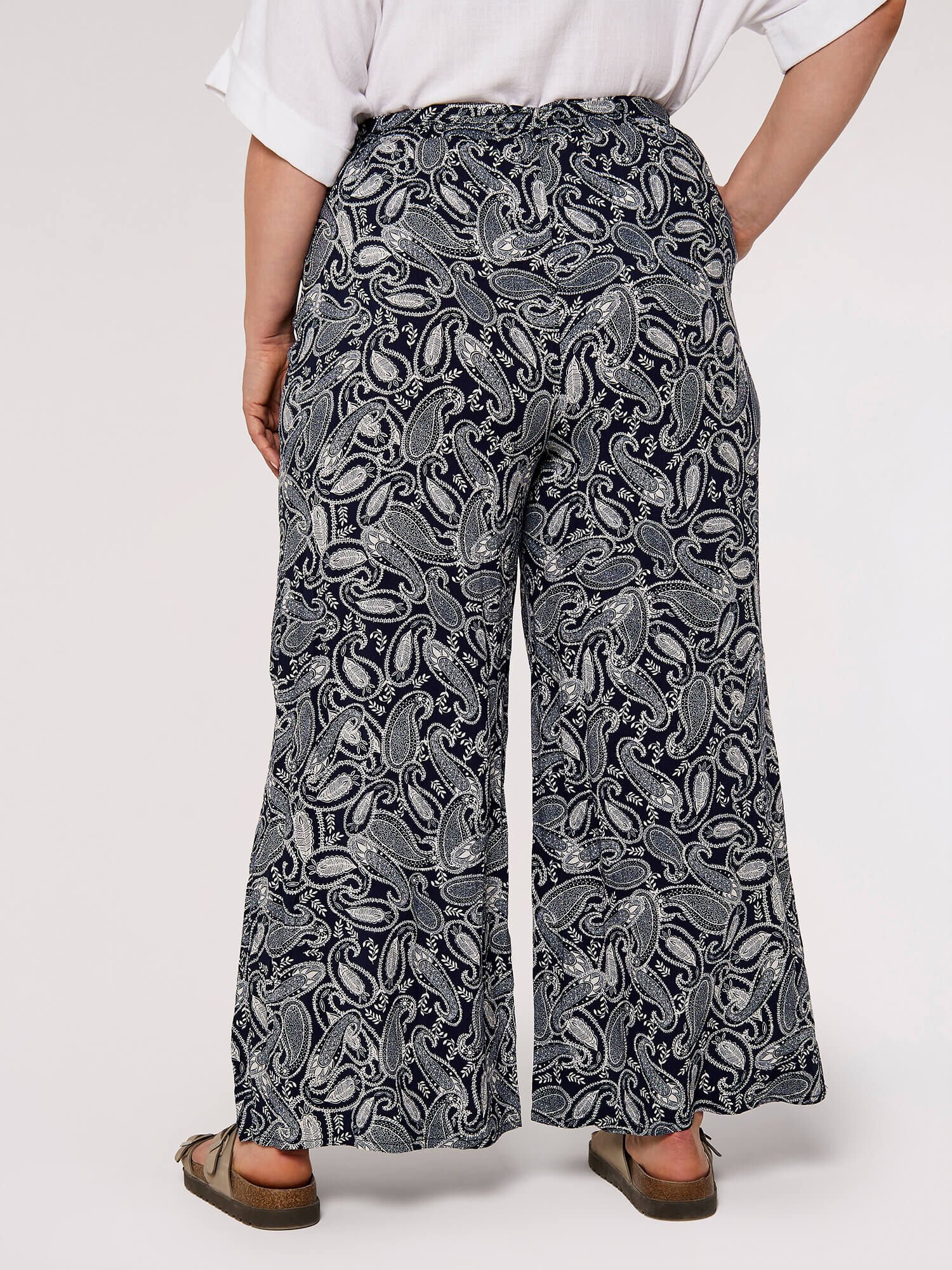 Curve Paisley Palazzo Trouser Apricot Clothing