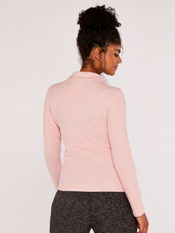 Ribbed Polo Shirt, Pink, large