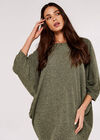 Ribbed Cocoon Mini  Dress, Khaki, large