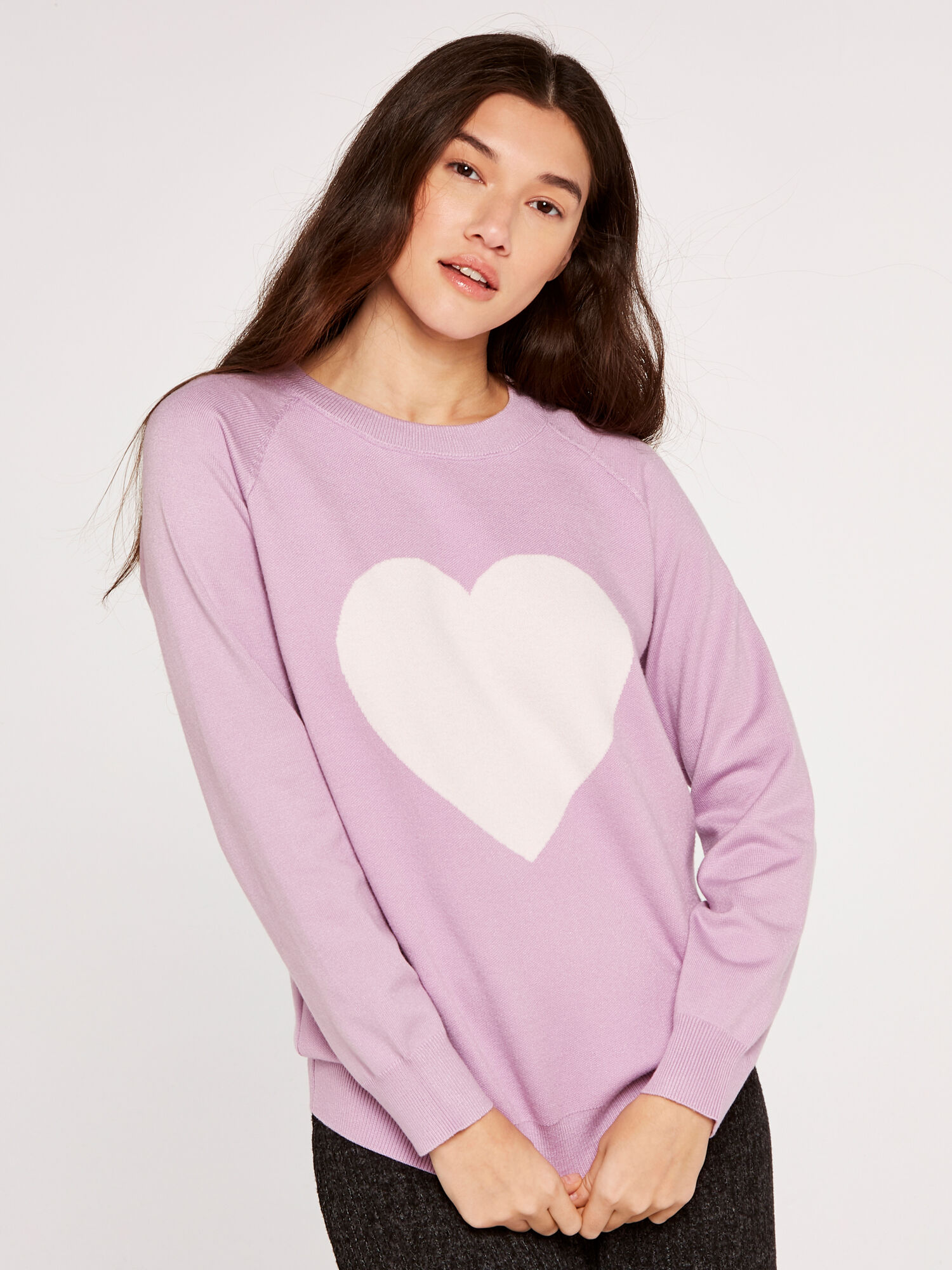Statement Heart Jumper Apricot Clothing