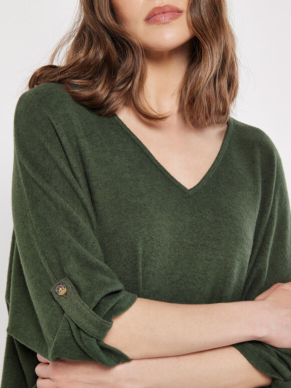 Soft Touch Oversized Batwing Top, Khaki, large