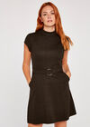 Dogtooth Squared Jacquard Dress, Brown, large