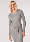 Ribbed Knit Bodycon Midi Dress, Grey, large