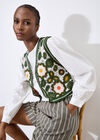 Floral Crochet Waistcoat, Green, large