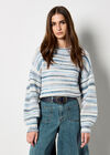 Multicoloured Stripe Soft Jumper, Navy, large
