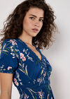 Watercolour Floral Smocked Maxi Dress, Blue, large