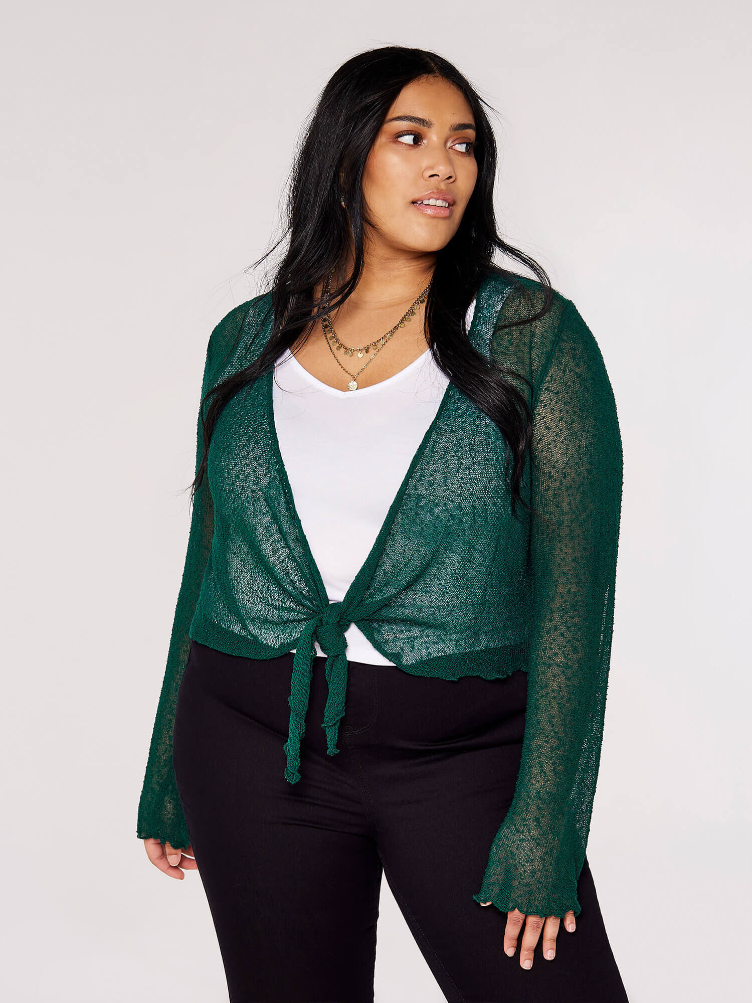 Curve Popcorn Knit Shrug Apricot Clothing