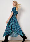 Sarasa Floral Milkmaid Midi Dress, Navy, large