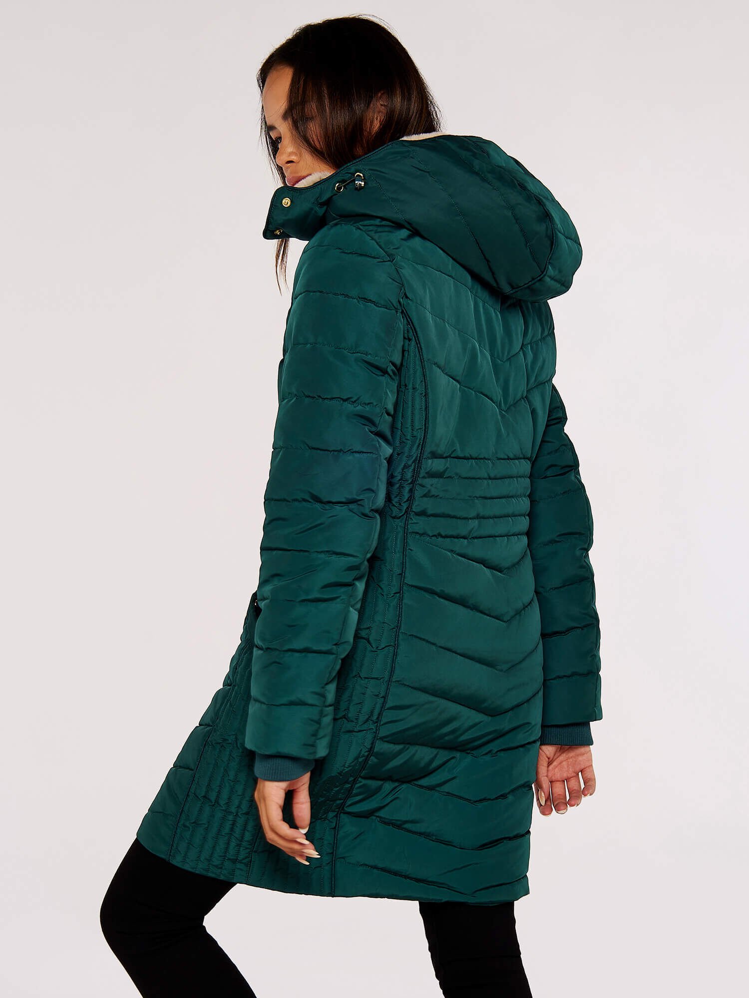 Multi panel Puffer Coat Apricot Clothing